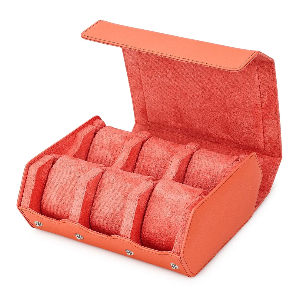 Genuine Leather Watch Travel Case 6/8 Slot Watch Roll Case Organizer Display Storage Box