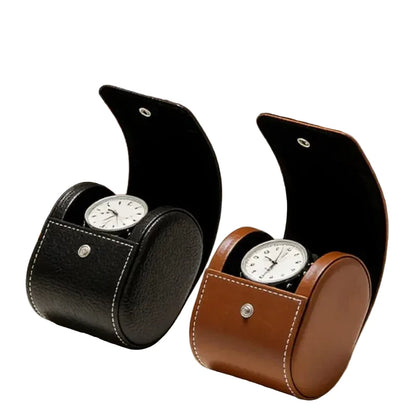 Luxury Faux Leather Watch Pouch: Portable Protective Case for Watches Stylish Black & Brown Travel Storage
