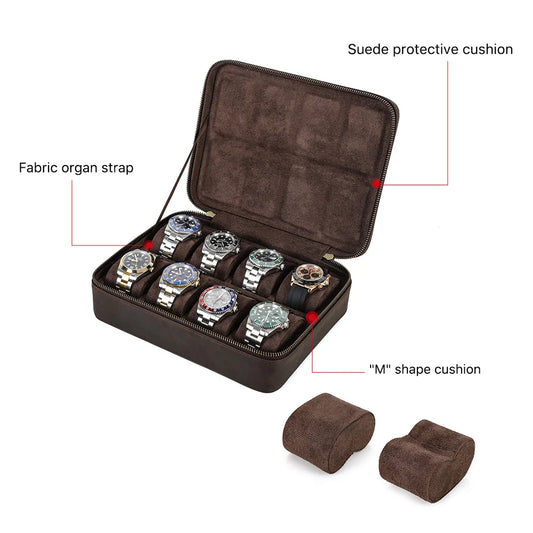 collectors essentials 8/10/12 Slots Leather Watch Organizer Box