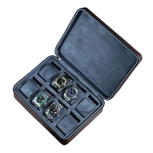 Watchangels full grain Leather Watch Box 8 Slot Alcantara internal