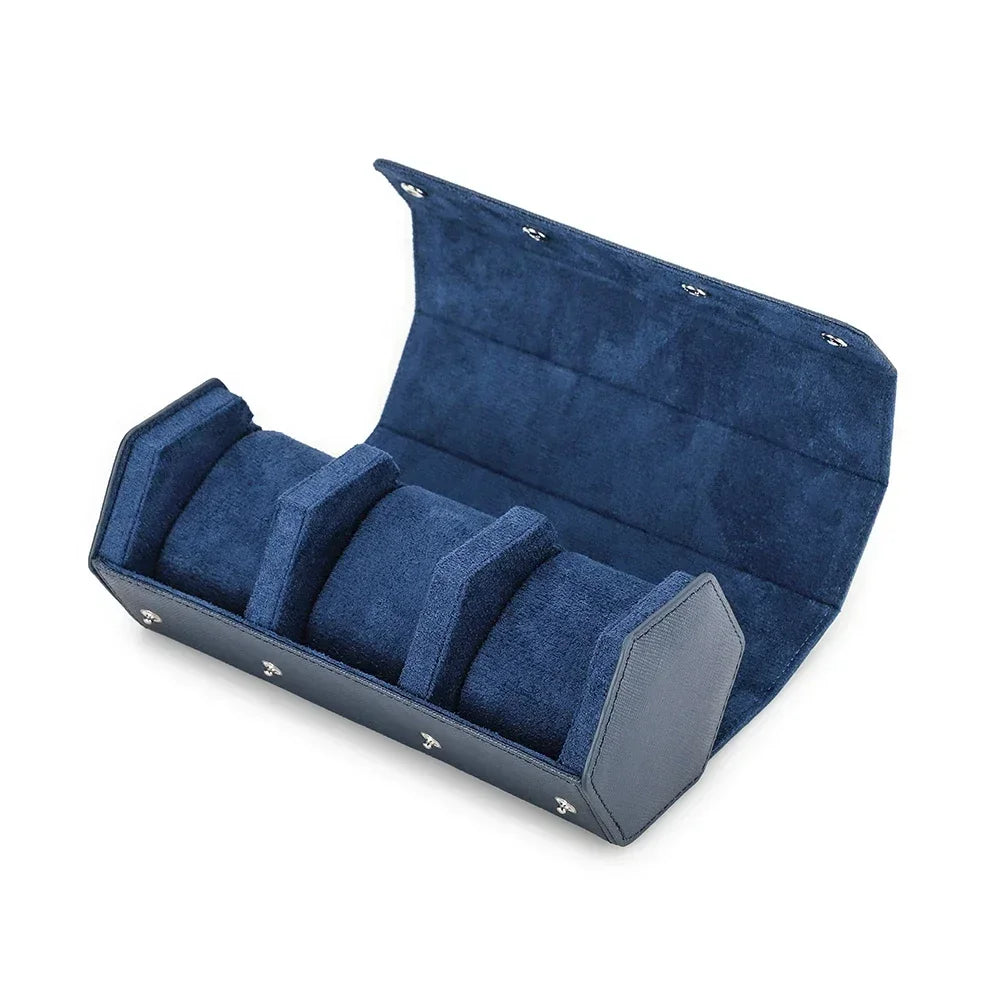 Saffiano Genuine Leather Watch Roll Storage Case Travel Organizer