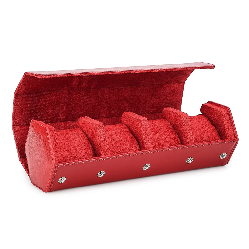 Genuine Leather Watch Roll Travel Case Watch Box Organizer