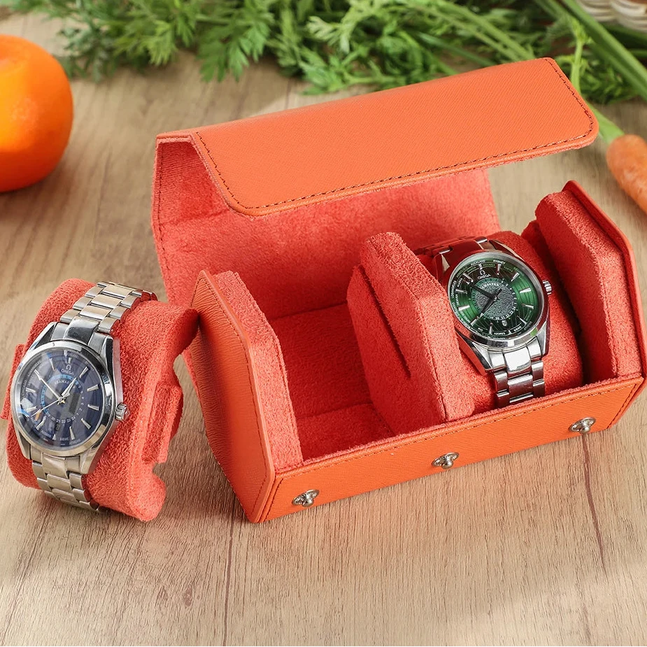 Saffiano Genuine Leather Watch Roll Storage Case Travel Organizer