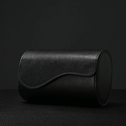 premium - Stylish Dual - two Slot Design with Elegant Curved Shape, Premium Leather Watch Case for Travel & Storage