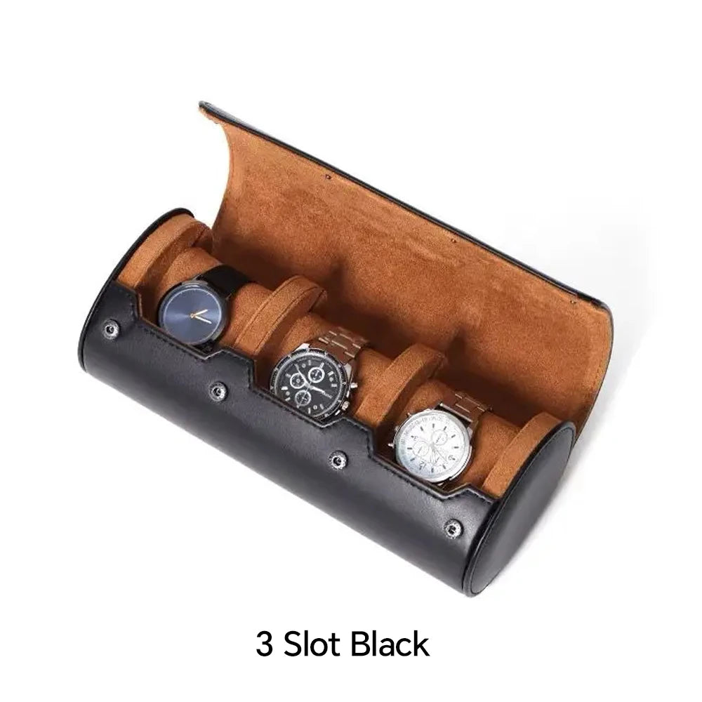 leather Watch Roll Travel Case Watch Organizer with 1/2/3 Slots