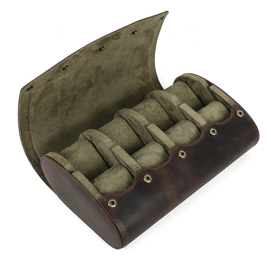 Vintage design Genuine Leather 1/2/3/4/6/8 Slot Watch Roll Travel Case