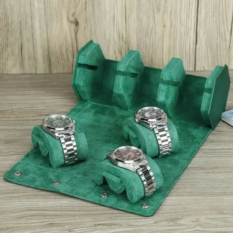 Saffiano Genuine Leather Watch Roll Storage Case Travel Organizer