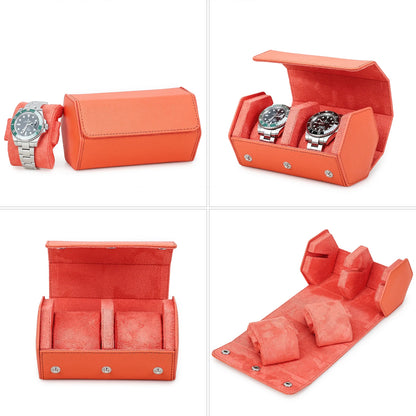 Saffiano Genuine Leather Watch Roll Storage Case Travel Organizer