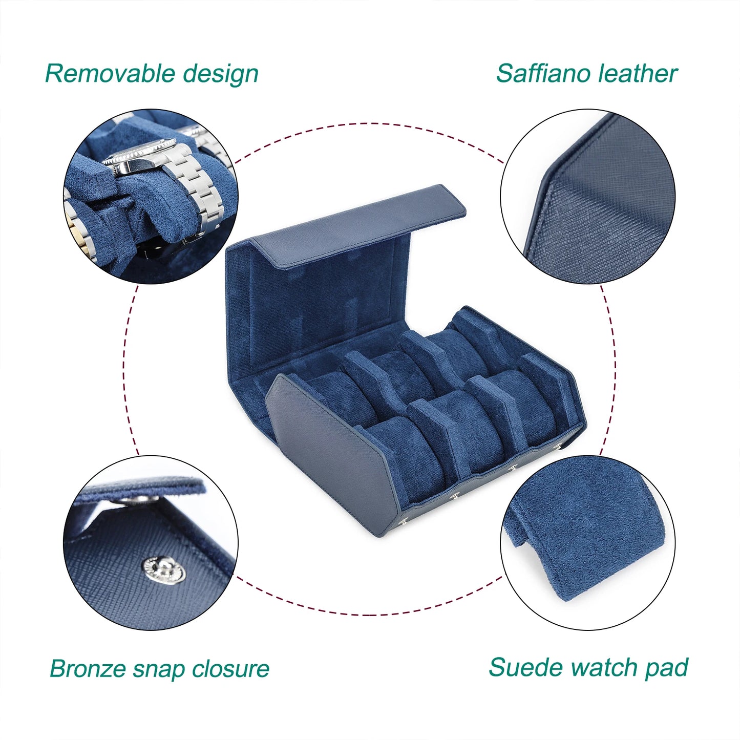 Genuine Leather Watch Travel Case 6/8 Slot Watch Roll Case Organizer Display Storage Box