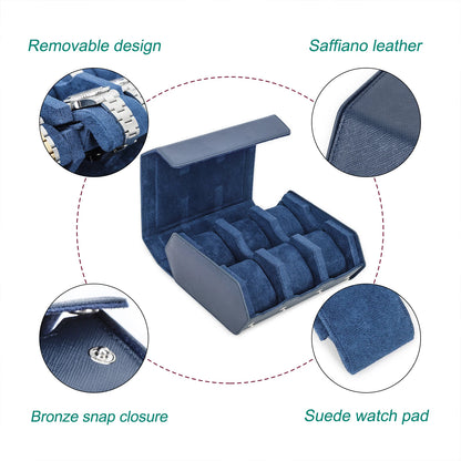 Genuine Leather Watch Travel Case 6/8 Slot Watch Roll Case Organizer Display Storage Box