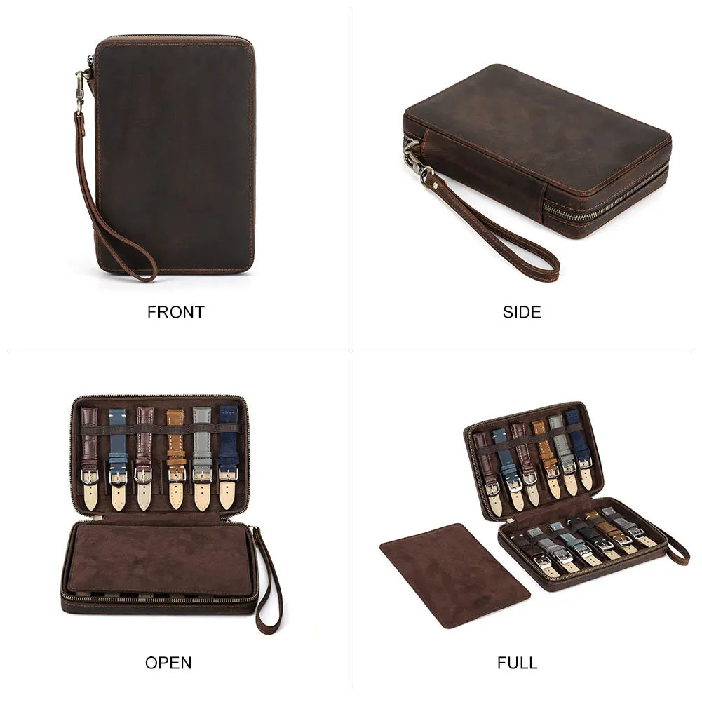Genuine Leather Watch Strap clutch bag 12 Slot Storage
