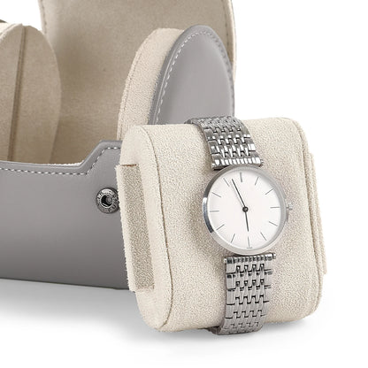 Premium Grey Leather Watch Storage Case - Portable & Elegant Watch Organizer with Soft Lining,Perfect for Travel and Daily Use