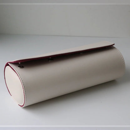 luxury beige Watch Roll with red velvet