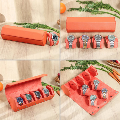 Genuine Leather Watch Roll Travel Case Watch Box Organizer