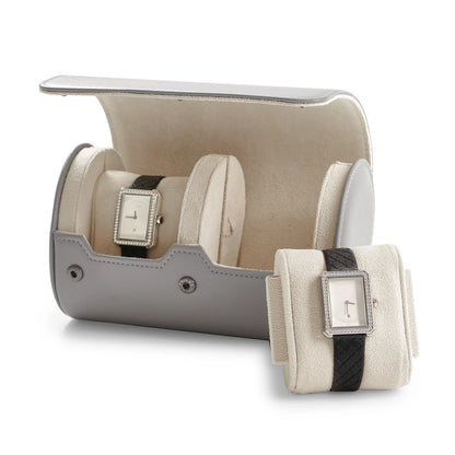 Premium Grey Leather Watch Storage Case - Portable & Elegant Watch Organizer with Soft Lining,Perfect for Travel and Daily Use