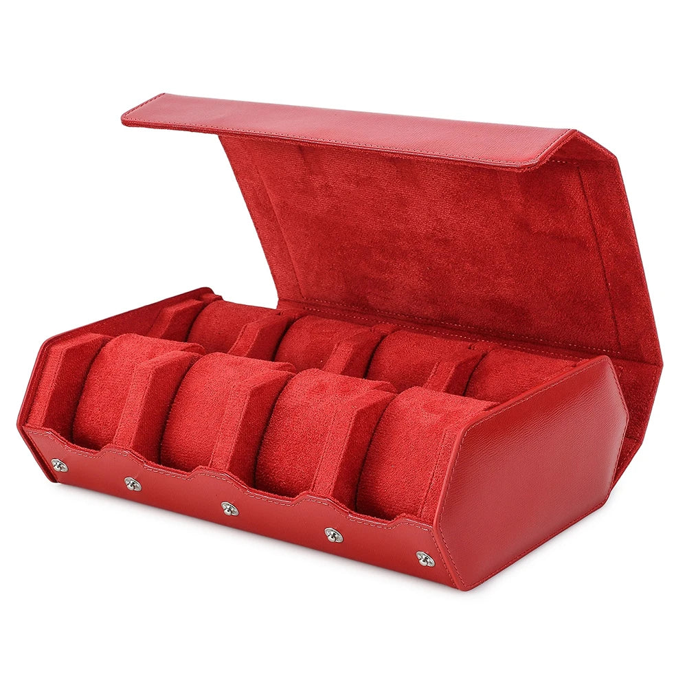 Genuine Leather Watch Travel Case 6/8 Slot Watch Roll Case Organizer Display Storage Box