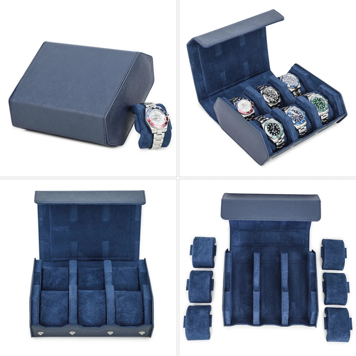 Genuine Leather Watch Travel Case 6/8 Slot Watch Roll Case Organizer Display Storage Box