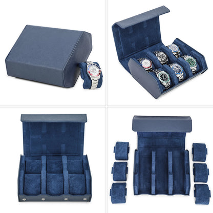 Genuine Leather Watch Travel Case 6/8 Slot Watch Roll Case Organizer Display Storage Box