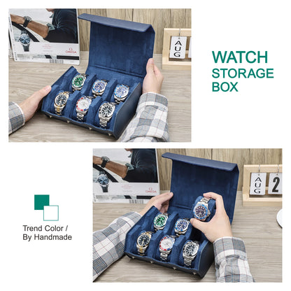 Genuine Leather Watch Travel Case 6/8 Slot Watch Roll Case Organizer Display Storage Box