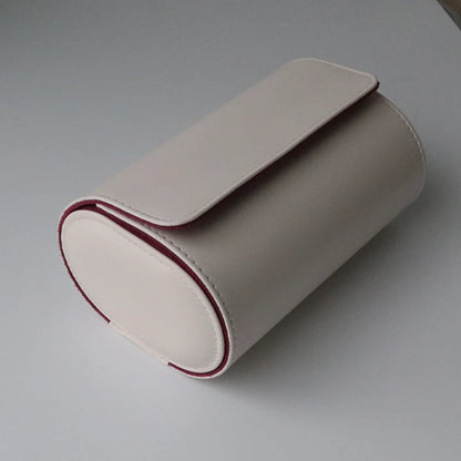 luxury beige Watch Roll with red velvet