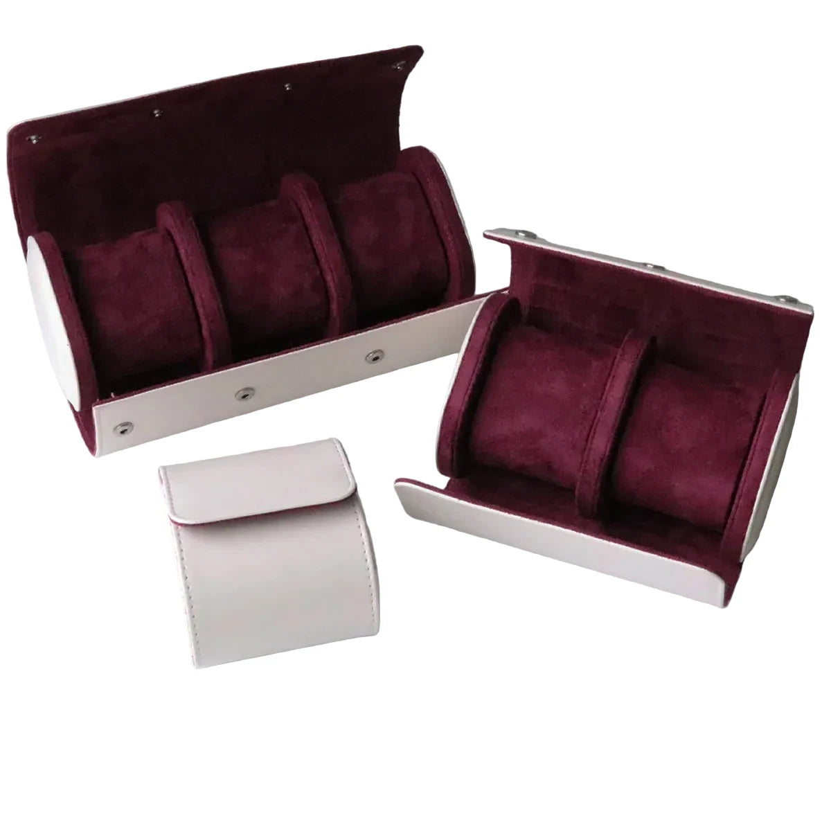 luxury beige Watch Roll with red velvet