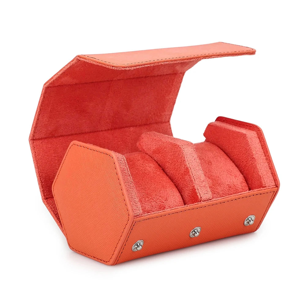 Saffiano Genuine Leather Watch Roll Storage Case Travel Organizer