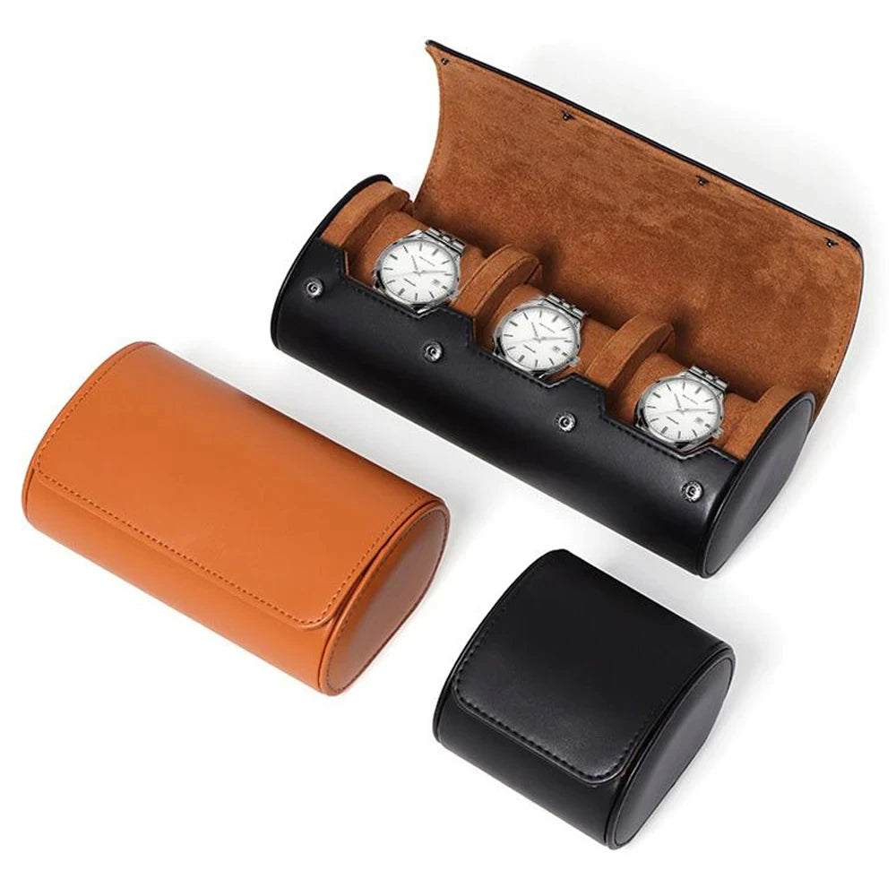 leather Watch Roll Travel Case Watch Organizer with 1/2/3 Slots