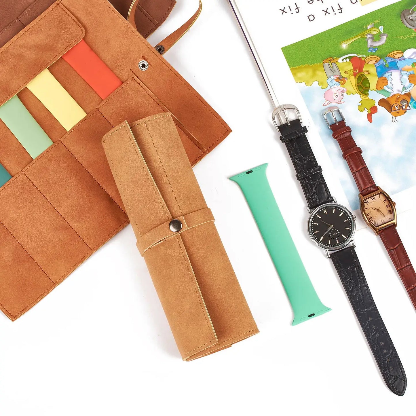 Watch Band Roll Organizer With 5 Slots Storage Watch Straps