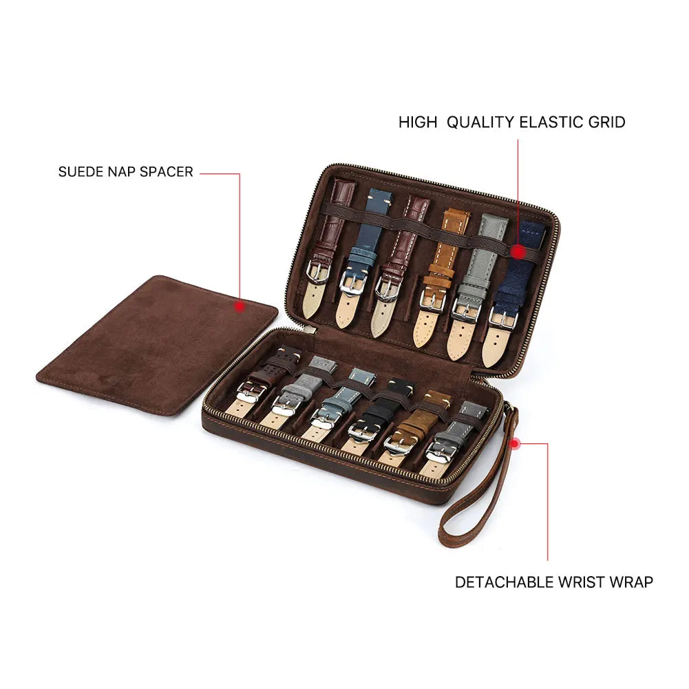 Genuine Leather Watch Strap clutch bag 12 Slot Storage