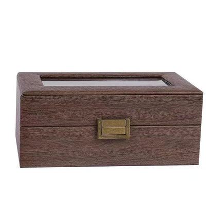 wood grain watch storage box 6-slot capacity soft pillow wristwatch display box