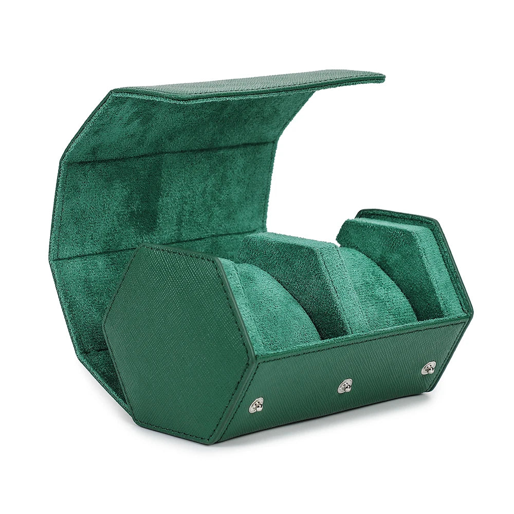 Saffiano Genuine Leather Watch Roll Storage Case Travel Organizer