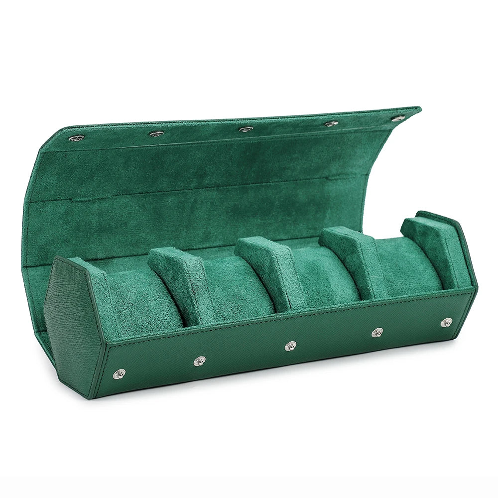 Genuine Leather Watch Roll Travel Case Watch Box Organizer