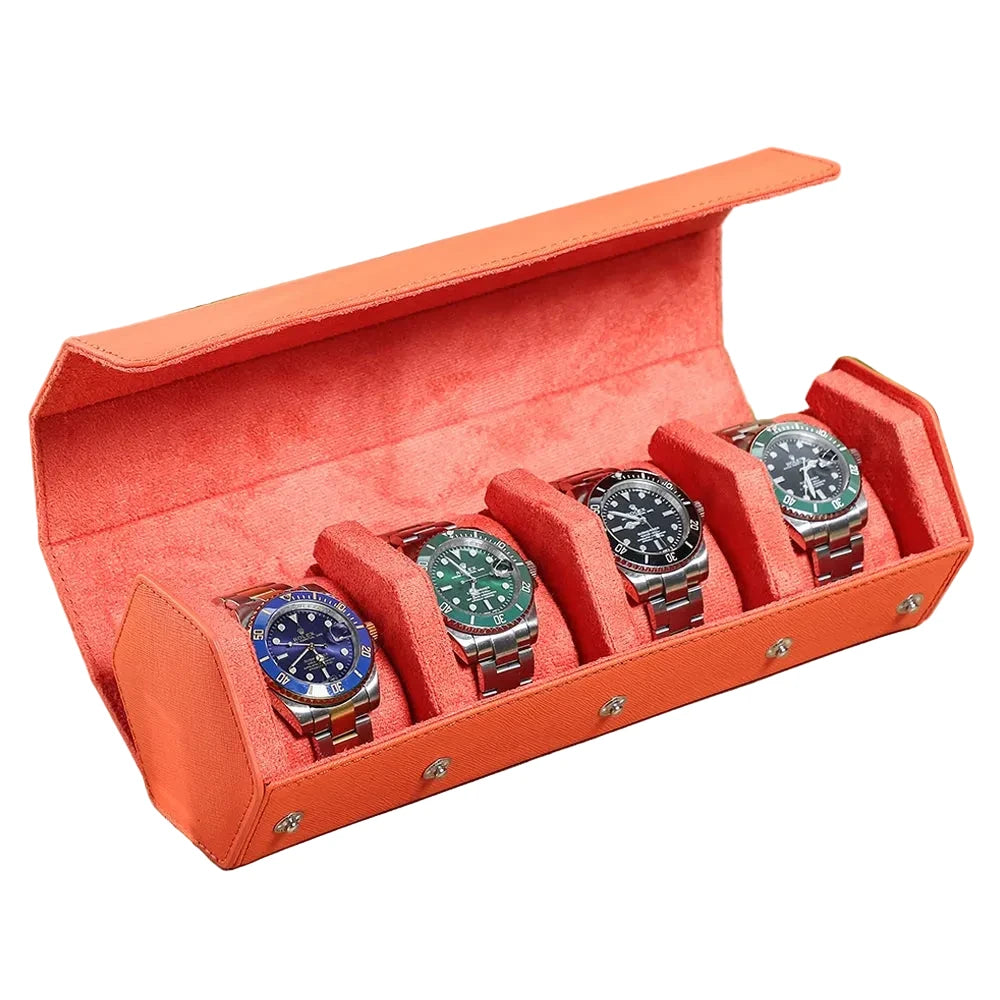 Genuine Leather Watch Roll Travel Case Watch Box Organizer