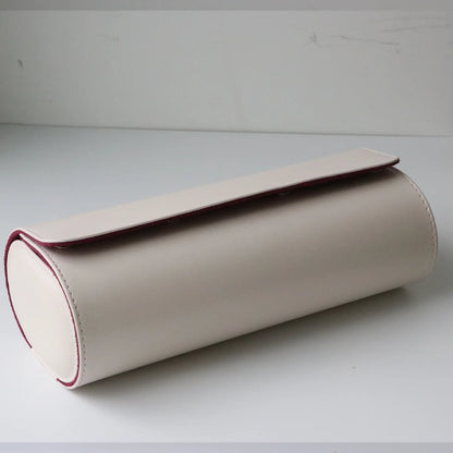 luxury beige Watch Roll with red velvet